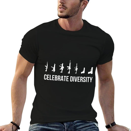 Gun Shirt, Celebrate Diversity Gun Owner - Men's Black Classic Fit Crew Neck - Small T-Shirt