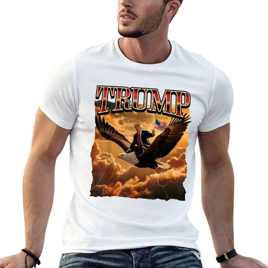 Trump 2024 Eagle Ride Retro Band Art  Heathered Texture T-Shirt