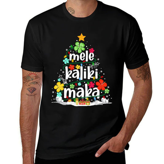 Mele Kalikimaka Tropical Christmas Hawaiian Santa Xmas Tree  Breathable T-Shirt