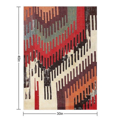 Afyon Central Anatolian Kilim Fragment Print Throw Blanket