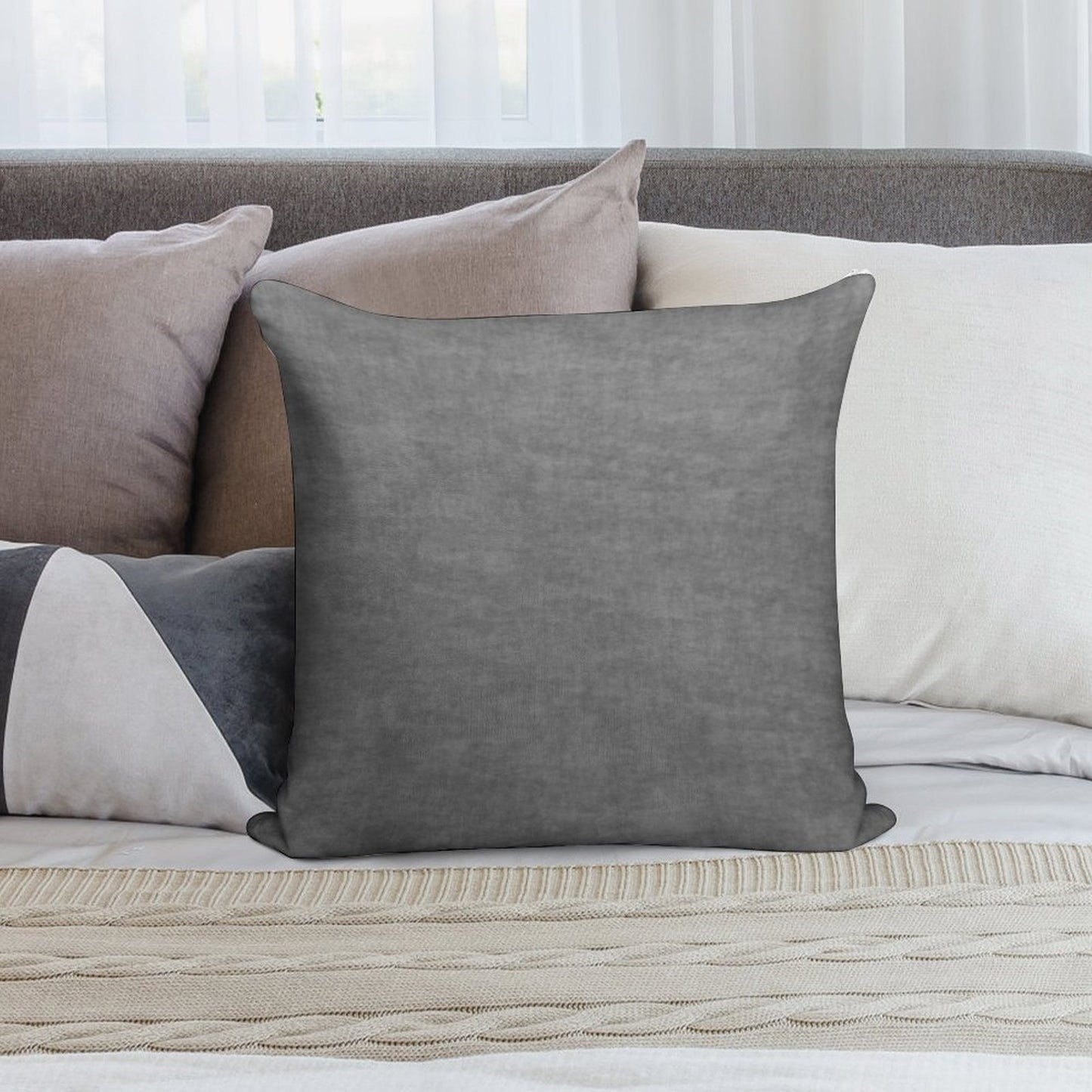 ██ Rough Concrete Gray Soft Warmth Comfort Throw Pillow