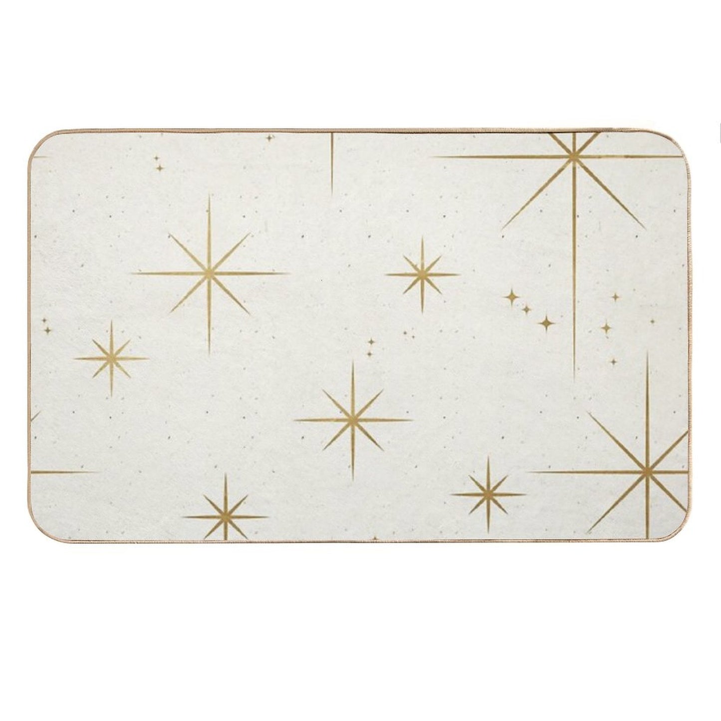 Gold Art Deco Stars Sparkle Pattern Astrology Astronomical Vintage Style White Background Bath Mat