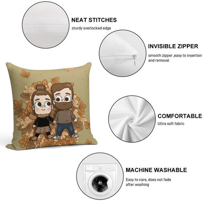 Fall Phone Home - Pibubear Soft Shrink-Resistant Throw Pillow