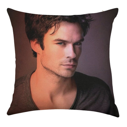 Ian Somerhalder Linen Throw Pillow Cover