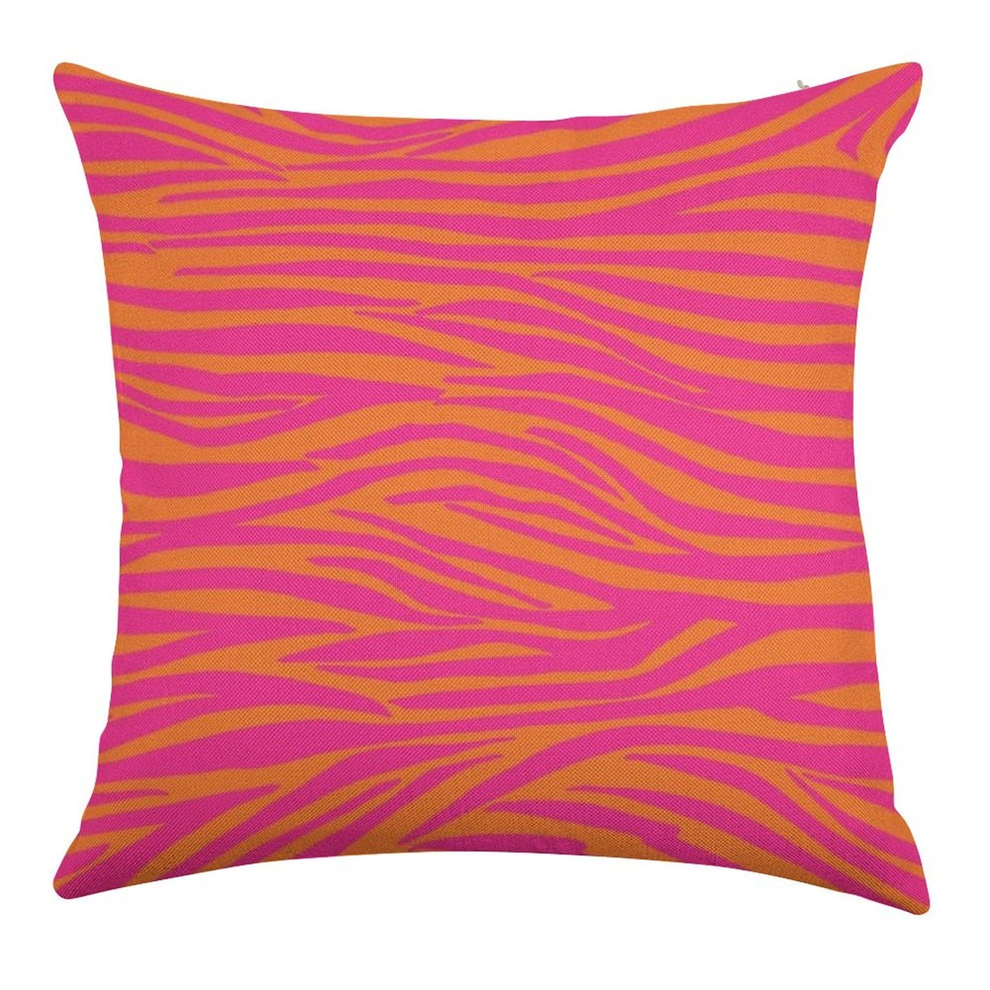 Pink And Orange Zebra Stripes Linen Throw Pillow Cover