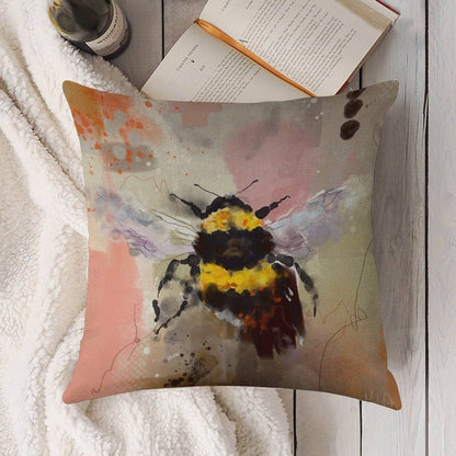 Bees Are Buzzing Linen Throw Pillow Cover