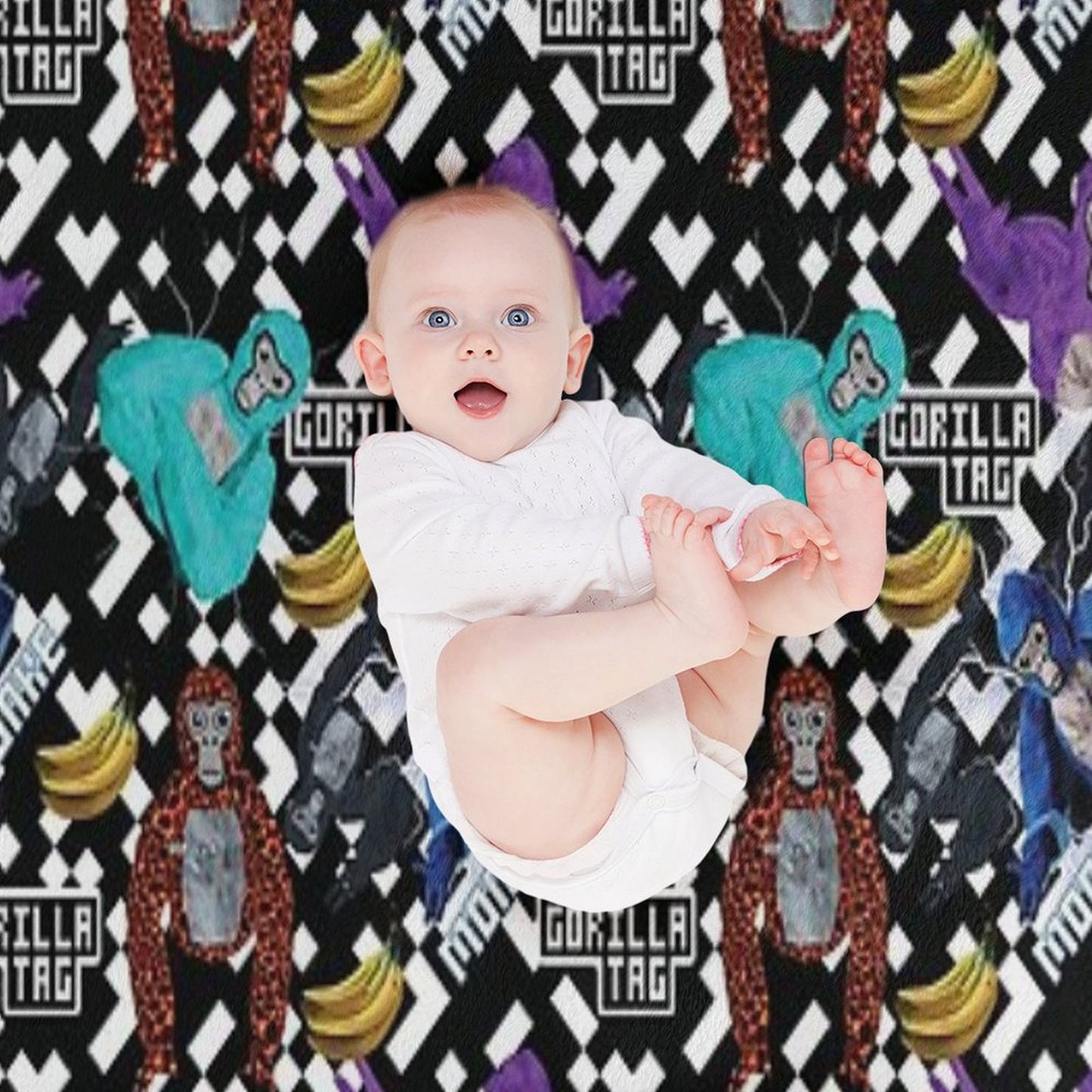 Gorilla Tag VR Gamer Merch Pixel Monke Throw Blanket