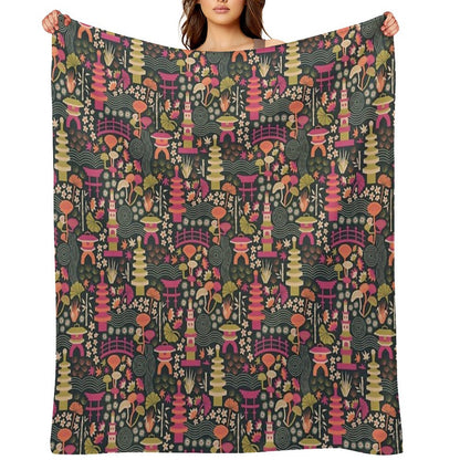 Zen Garden Based on The Japanese Tea Garden in Golden Gate Park Throw Blanket
