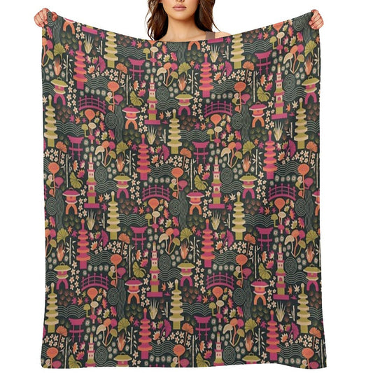 Zen Garden Based on The Japanese Tea Garden in Golden Gate Park Throw Blanket