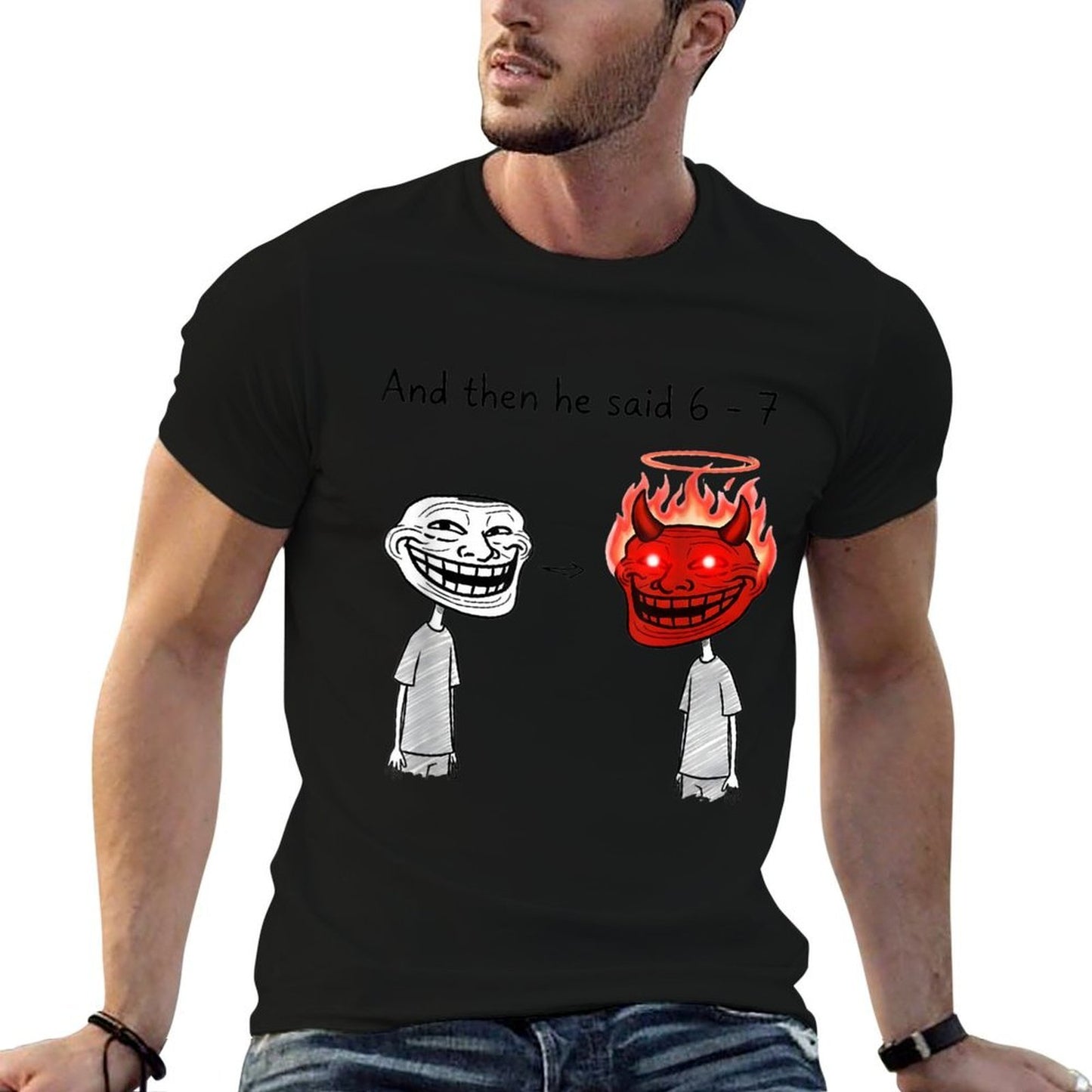 Funny 67 Meme Graphic Teesns Boys Girls Brainrot 6 7  Oversized Silhouette T-Shirt