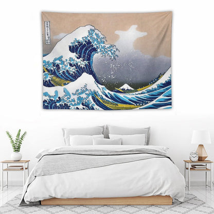 Great Wave Off Kanagawa by Hokusai Wall Tapestry Vectorized HD High Quality (Click on Artist Notes) Tapestry