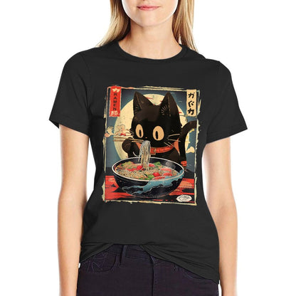 Cat Ramen Manga Anime for Kids Boys Girlsns Kawaii Cat Eating Ramen Noodles Anime Gift Girlsns T-Shirt