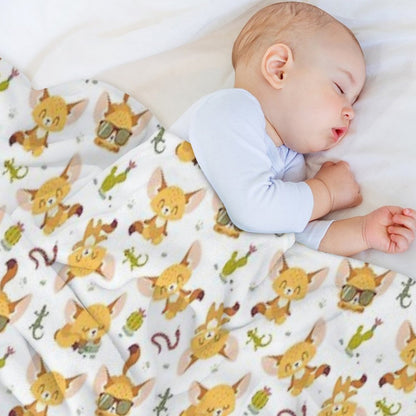 Cartoon Style Fenech Throw Blanket