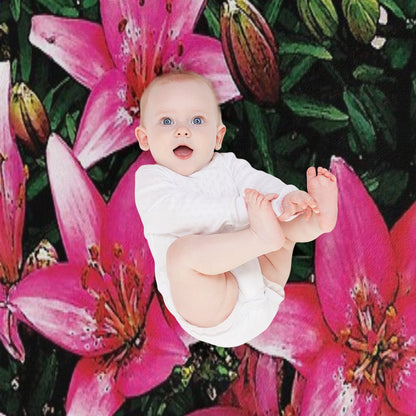 Lovely Pink Lilies in Full Bloom Water Color Throw Blanket