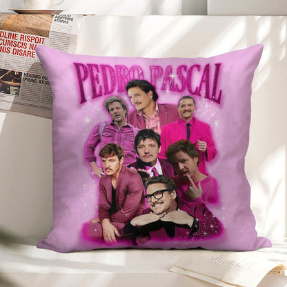 Pedro Pascal in Pink Linen Throw Pillow Cover