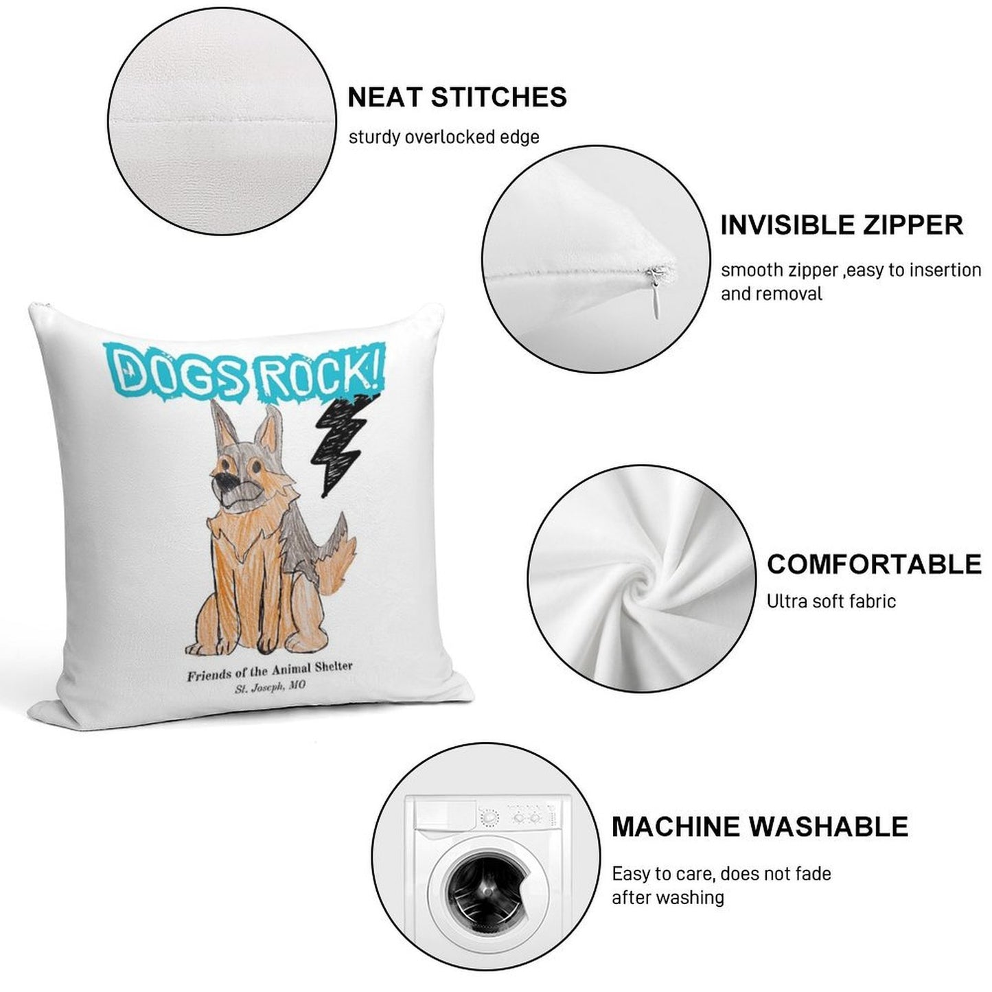 Dogs Rock Soft Multiple Sizes Throw Pillow