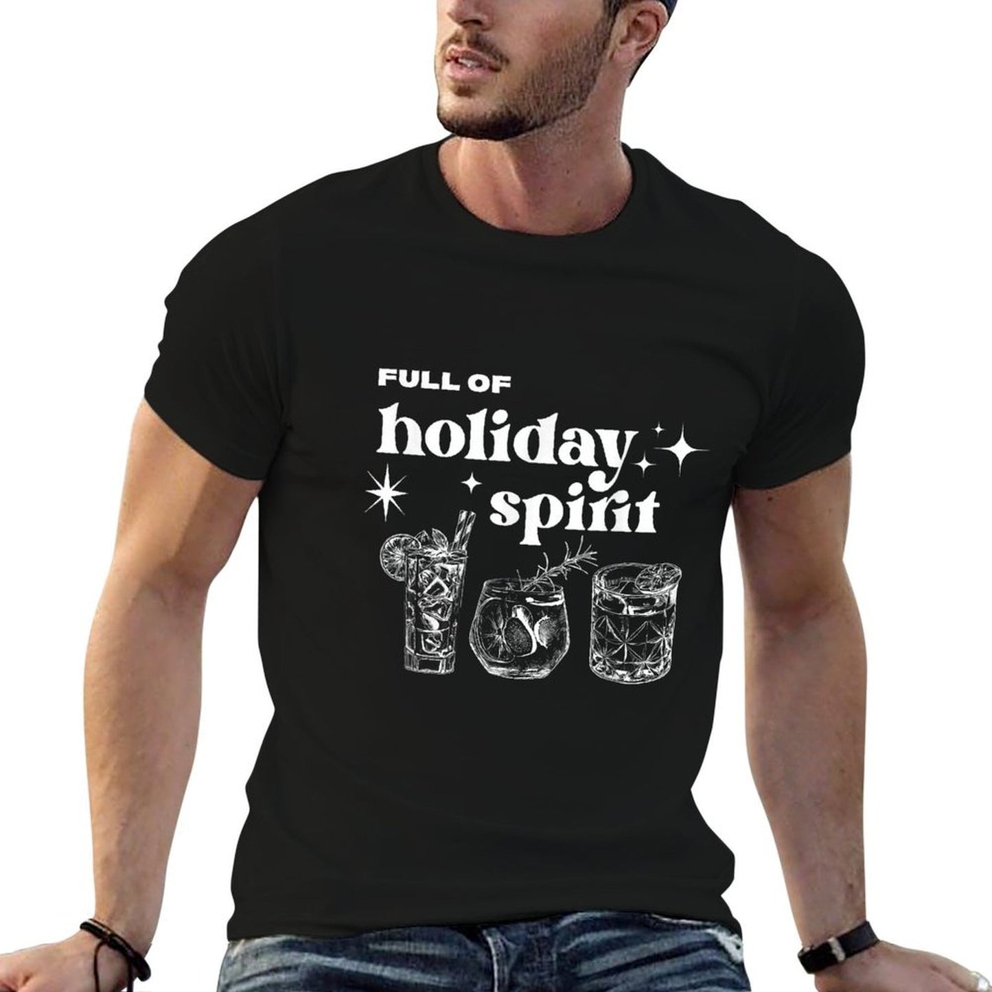 Christmas Full of Holiday Spirit Cocktail Club Women Men  Versatile T-Shirt