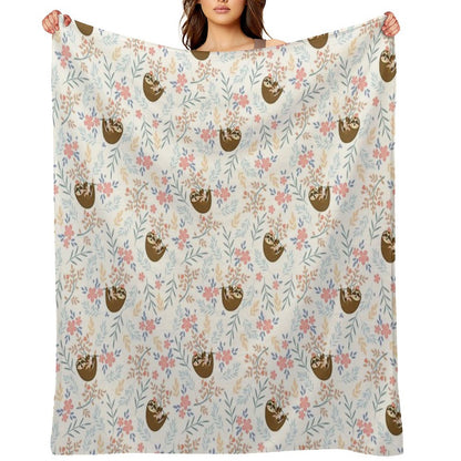 Baby Flower With Sloth Throw Blanket
