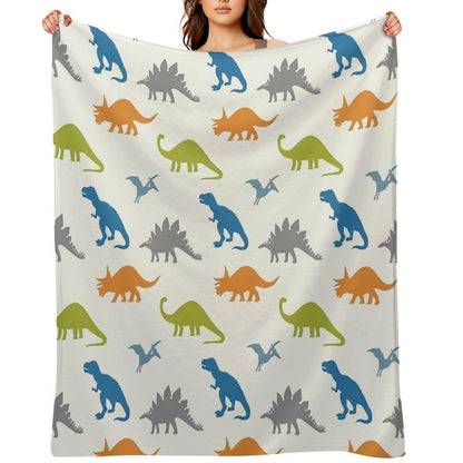 Primary Dinosaurs Throw Blanket