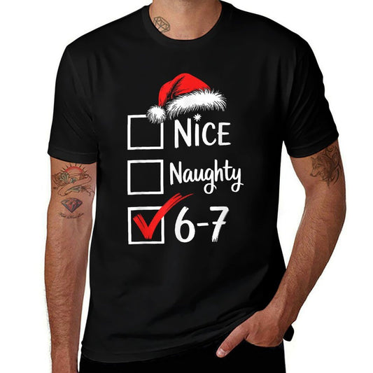 6-7 Meme Nice Naughty 67 Christmas Brain Rot Funny Graphic  Tagless Design T-Shirt