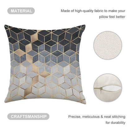 Soft Blue Gradient Cubes Linen Throw Pillow Cover