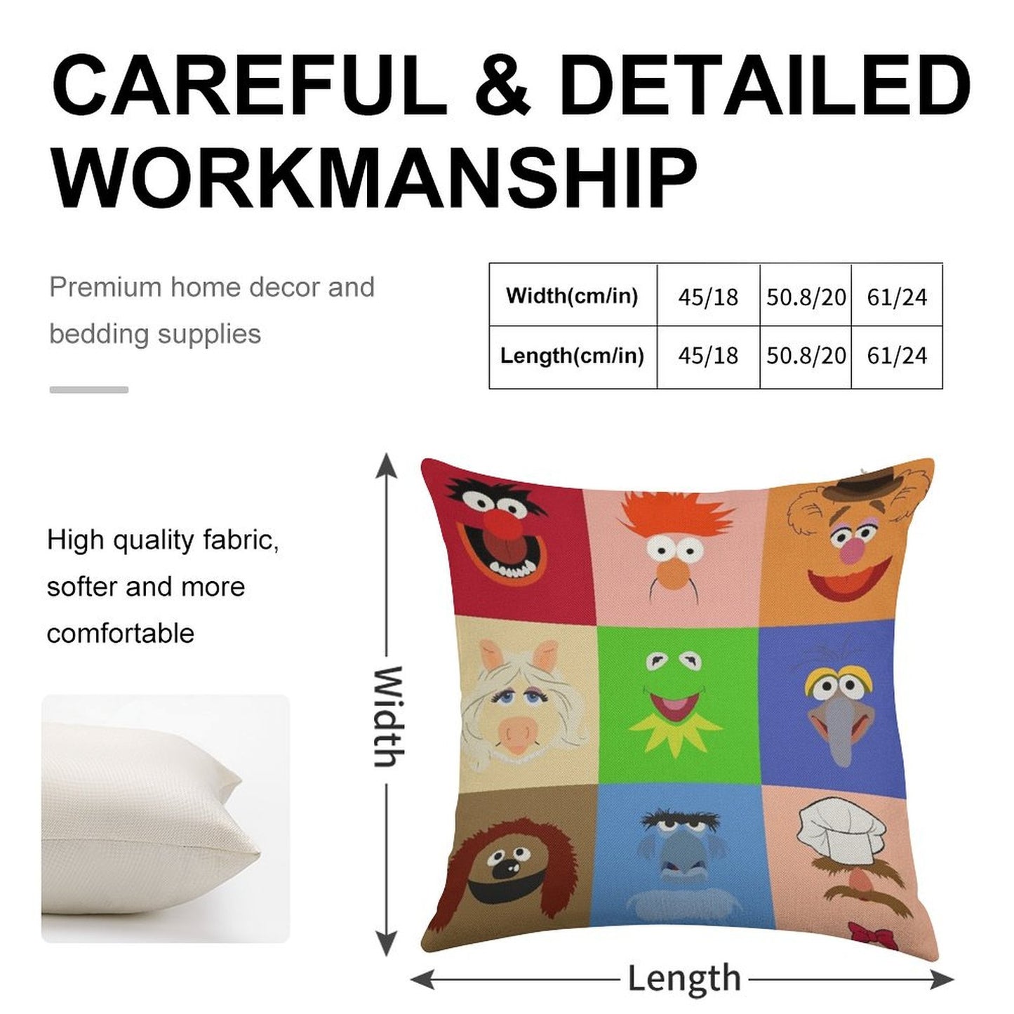 Muppets Linen Throw Pillow Cover