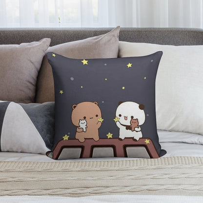 Bubu And Dudu Watching The Moon Together Soft Washable Throw Pillow