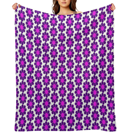 Purple Pink Hippy Flower Daisy Throw Blanket