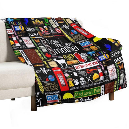 How I Met Your Mother Collage Poster Iconographic - Infographic Throw Blanket
