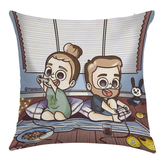 Let's Play Together - Pibubear Linen Throw Pillow Cover