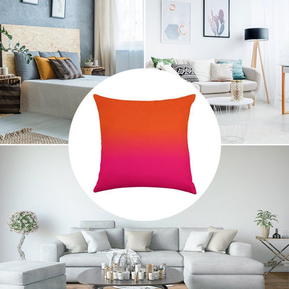 Neon Orange And Neon Pink Ombre Shade Color Fade Linen Throw Pillow Cover