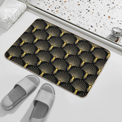 Vintage Hollywood Elegant Golden And Black Art Deco  Pet-Safe Bath Mat