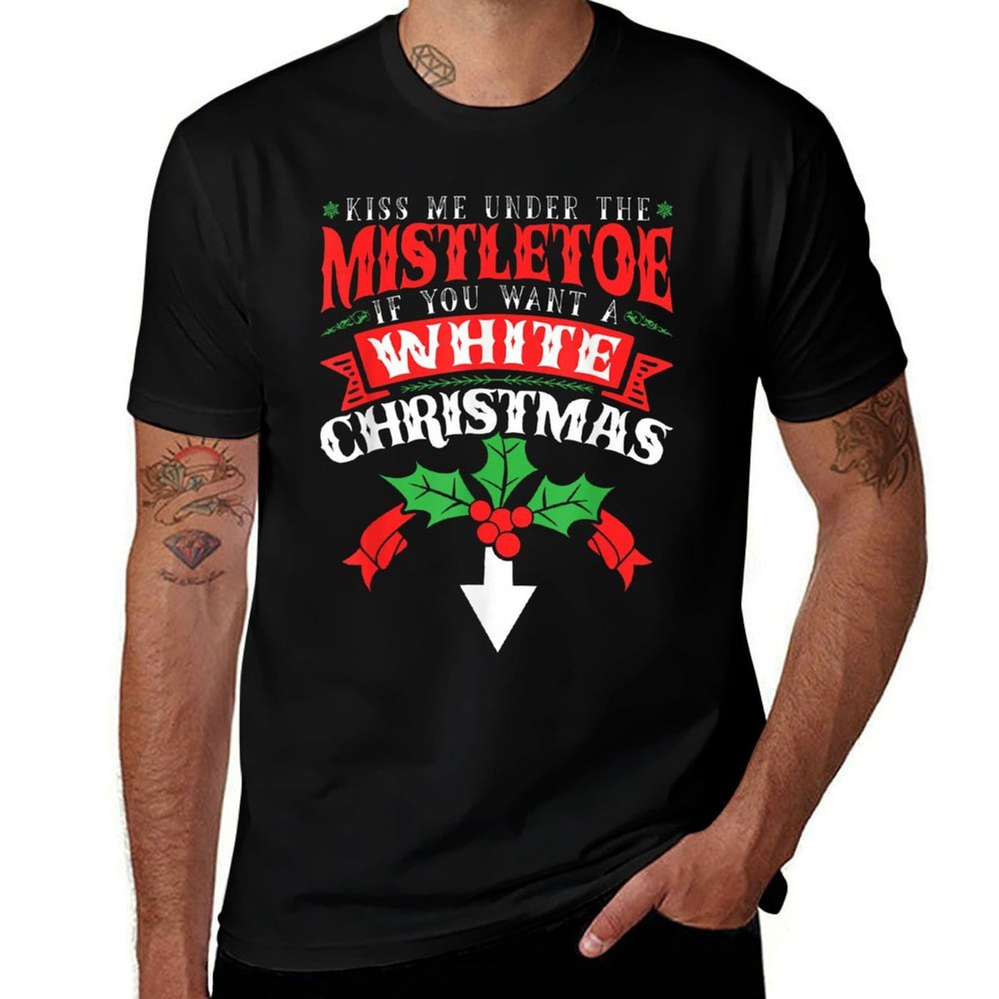 Kiss Me Under The Mistletoe, Inappropriate Christmas 2021  Fade-proof Color T-Shirt