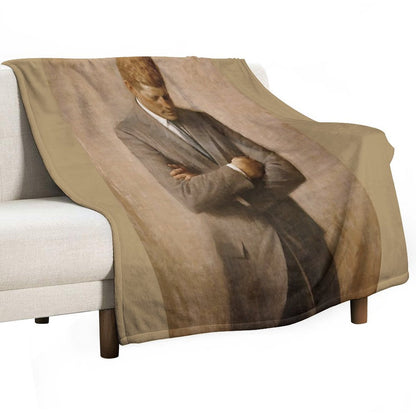 John F Kennedy Official Portrait by Aaron Shikler Throw Blanket
