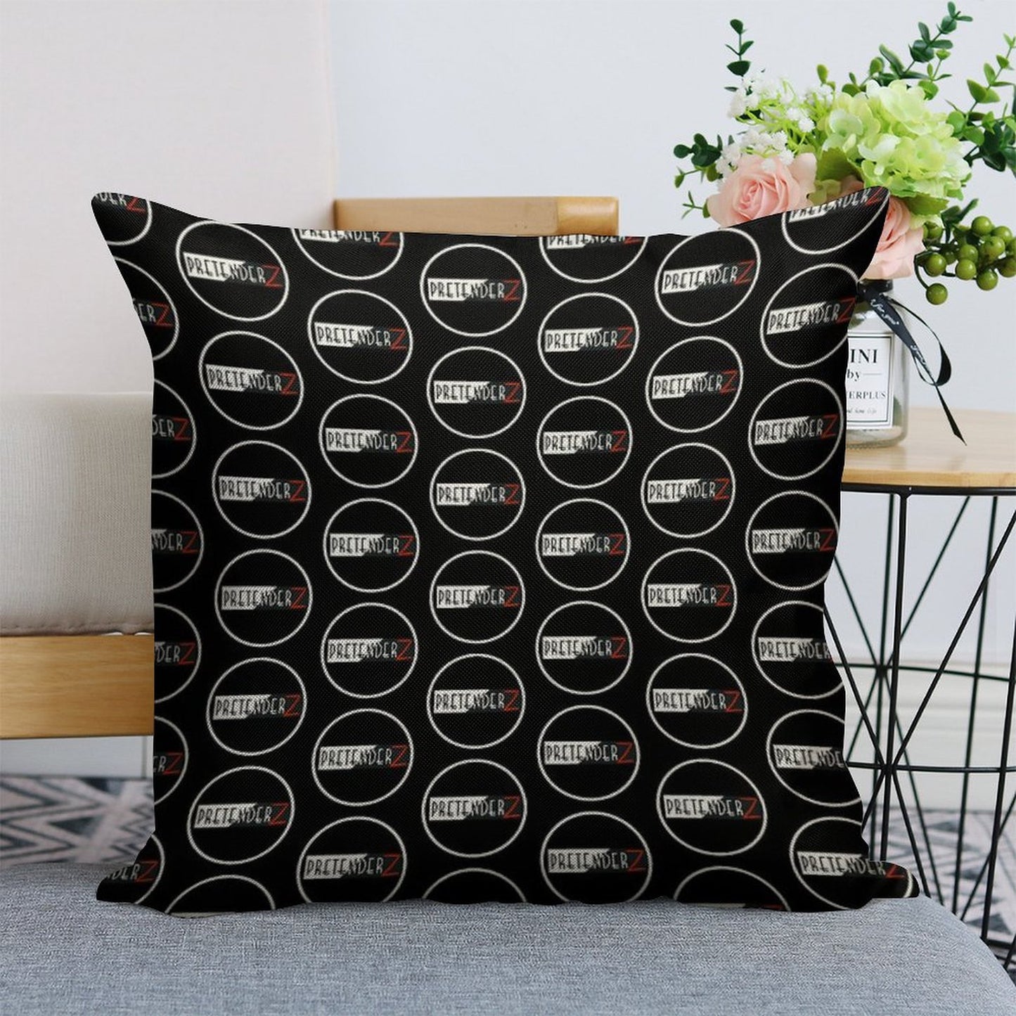 The Pretenderz - White Circle Linen Throw Pillow Cover