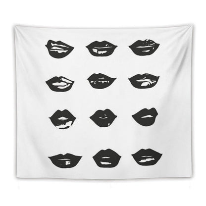 Kiss Kiss in Black And White Tapestry