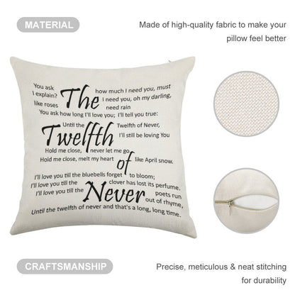 The Twelfth of Never Linen Throw Pillow Cover