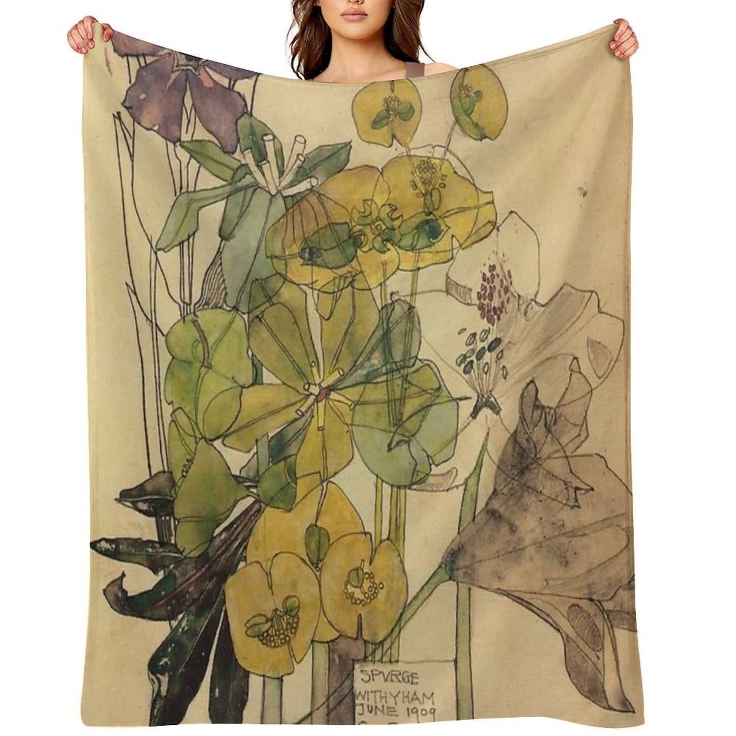 Spurge With Yham-Charles Rennie Mackintosh Throw Blanket