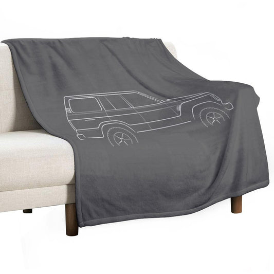 1983 Toyota Land Cruiser 60 Series - Profile Stencil, White Throw Blanket