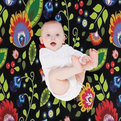 Polish Folklore - Beautiful Composition on Black Throw Blanket