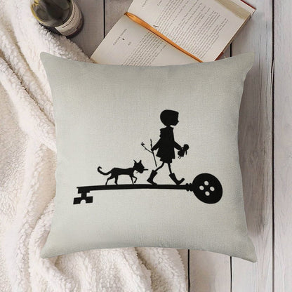 Coraline's Journey Linen Throw Pillow Cover