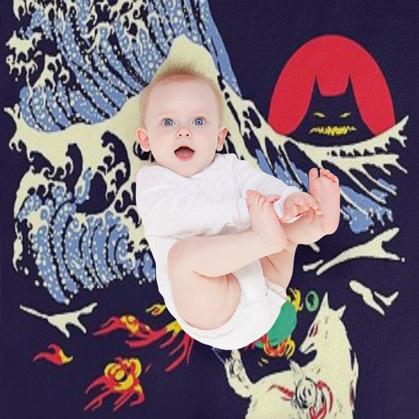 The Great Wave Off Oni Island Throw Blanket