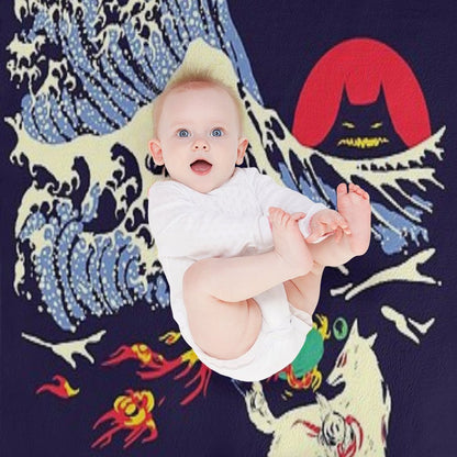 The Great Wave Off Oni Island Throw Blanket