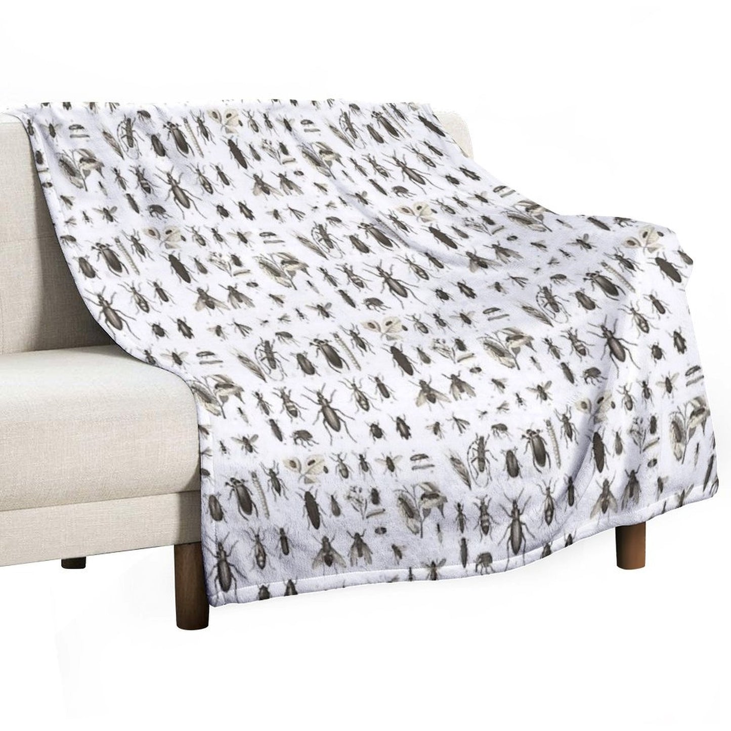 Many Different Bugs Vintage Entomology Throw Blanket