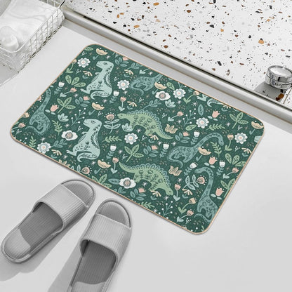 Folk Floral Dinosaur Bath Mat