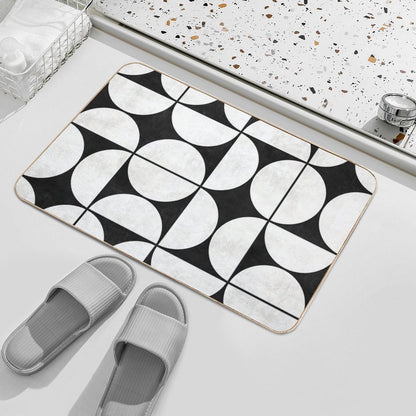 Mid-Century Modern Pattern No.2 - Black And White Concrete Bath Mat