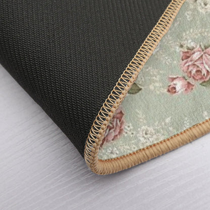 Vintage Blush Roses - Sage Green Background Bath Mat