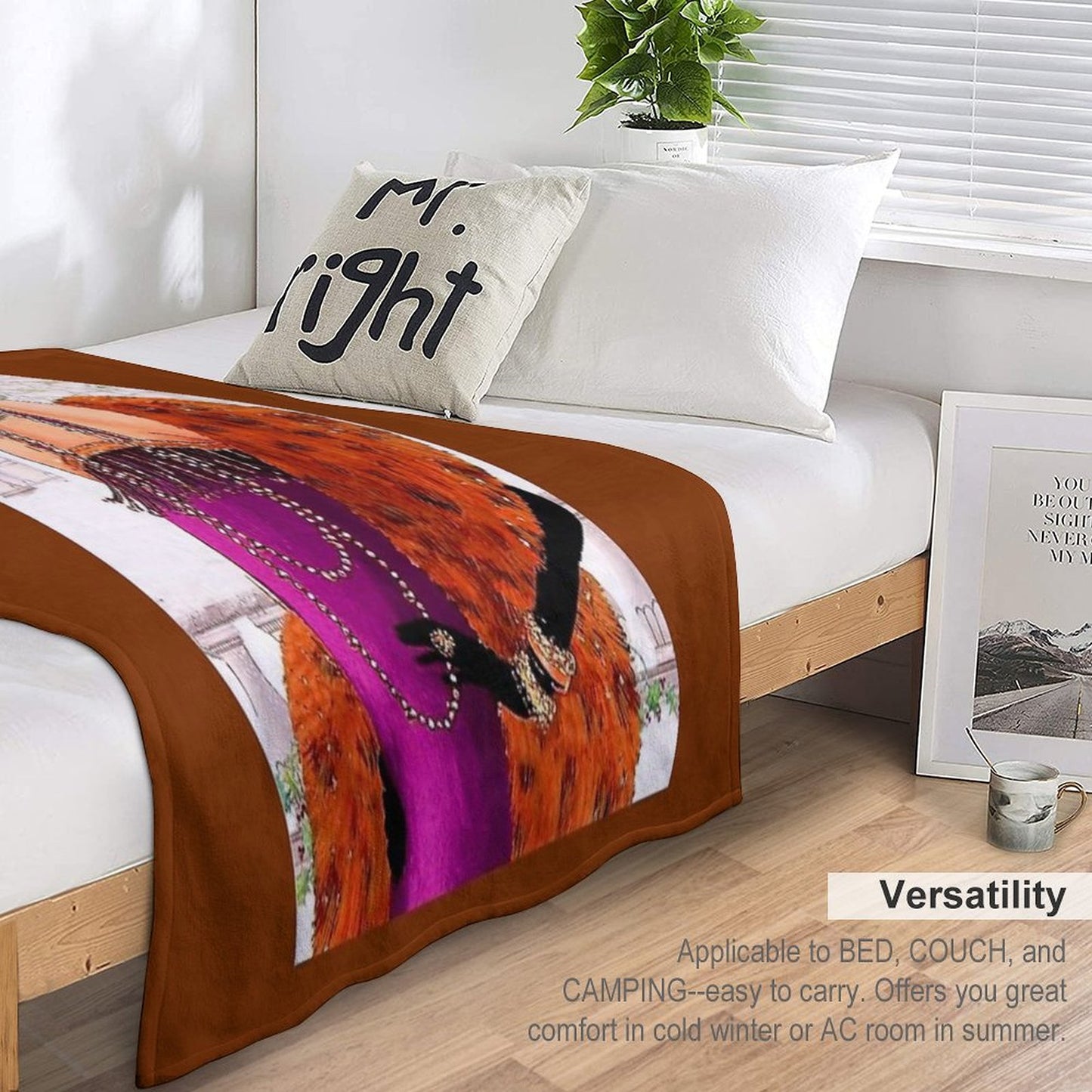 FLAPPER in PURPLE  Vintage 1925 Art Deco Print Throw Blanket