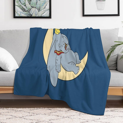 Sleeping Dumbo & Moon Throw Blanket
