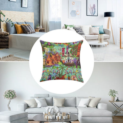 The ORIGINAL Enchanted Tiki Room Collage Linen Throw Pillow Cover